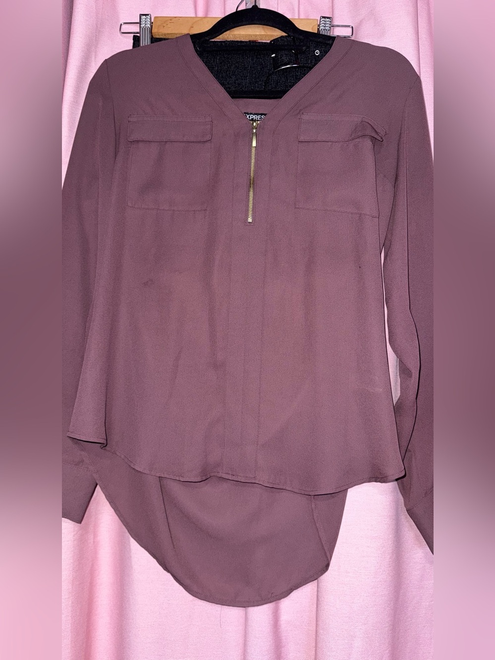 Express Mauve Long-Sleeve Zip-Front Tunic